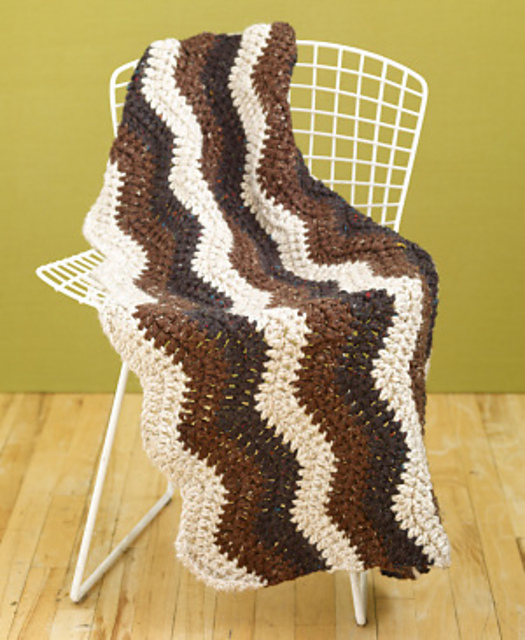 Rustic Ripple Afghan (3-color)