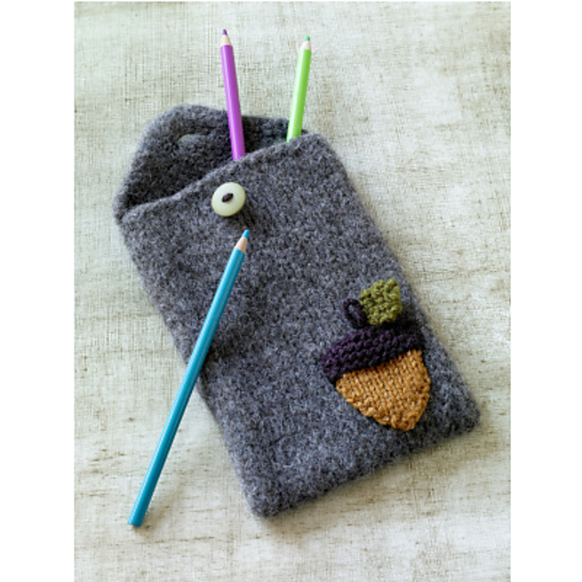 Felted Acorn Pencil Case