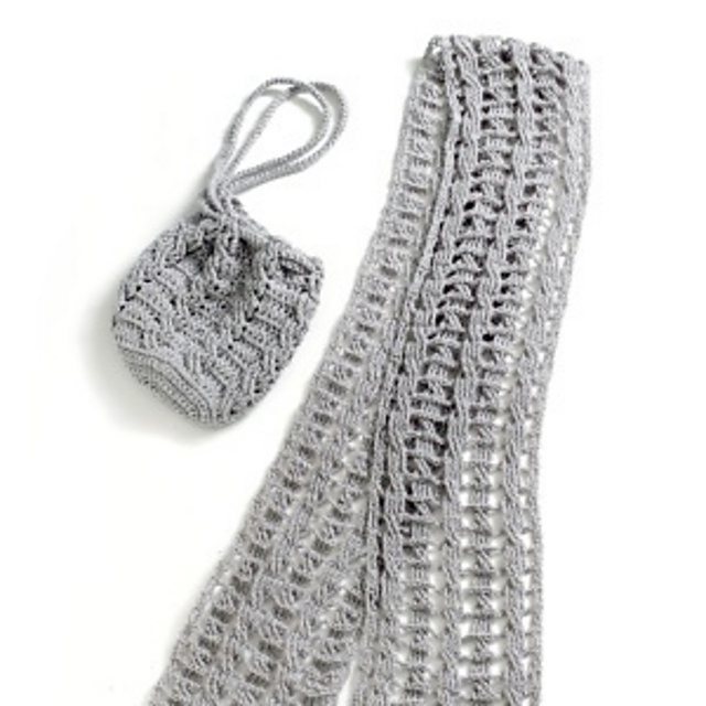 Cable Lace Scarf and Cabled Bag (Bag)