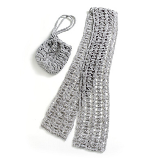 Cable Lace Scarf and Cabled Bag (Scarf)