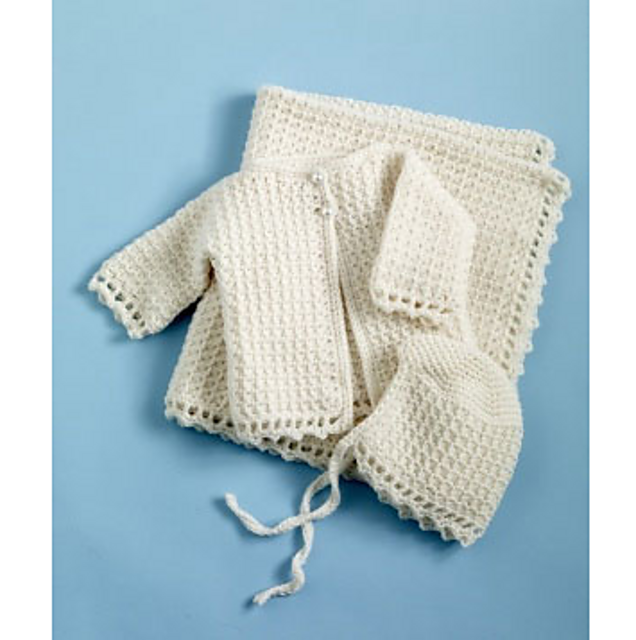 Christening Set (crochet) #90073AD Cardigan