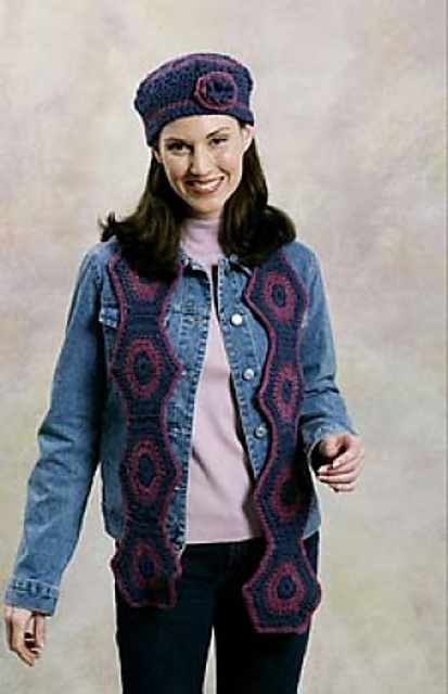 Fun Motif Scarf and Hat with Flower
