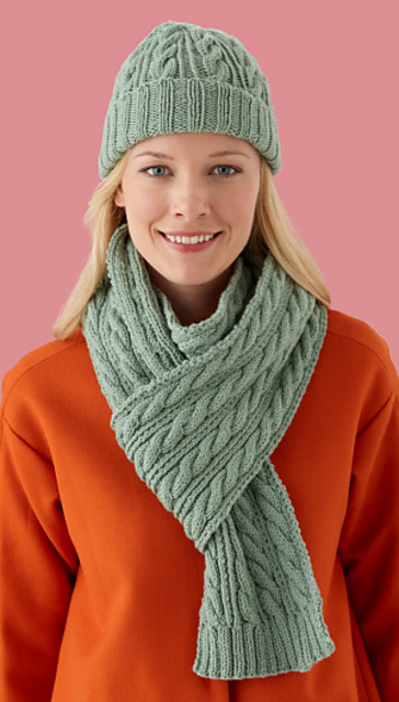 Cable Twist Hat & Scarf Set (Scarf)