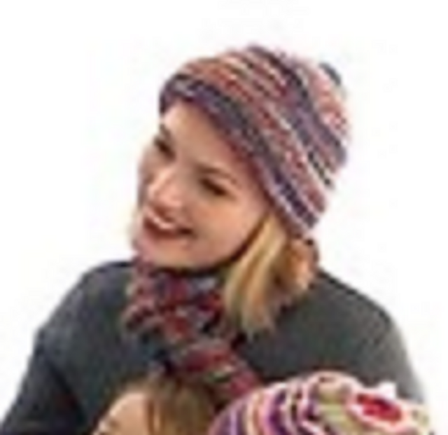 Striped Garter Stitch Hat & Scarf (Adult Scarf)