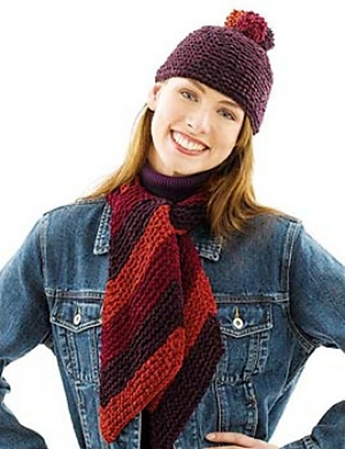 Pom Pom Hat & Bias Scarf (Hat)