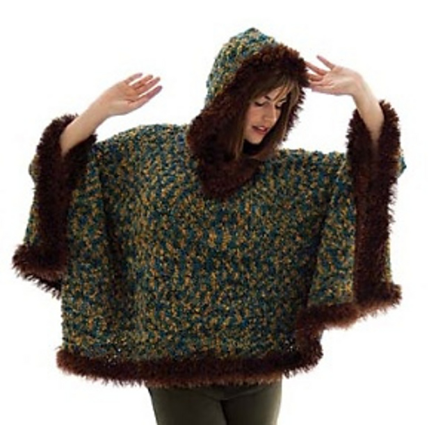 Fur Trimmed Bouclé Poncho