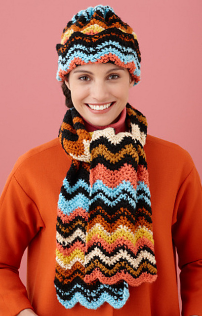 Iconic Ripple Hat and Scarf (Scarf)