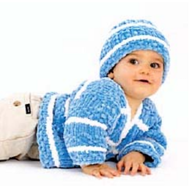 Striped Cardigan and Hat #40596AD