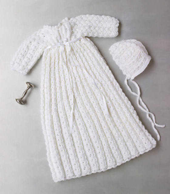 Christening Gown and Bonnet (knit) #L10356