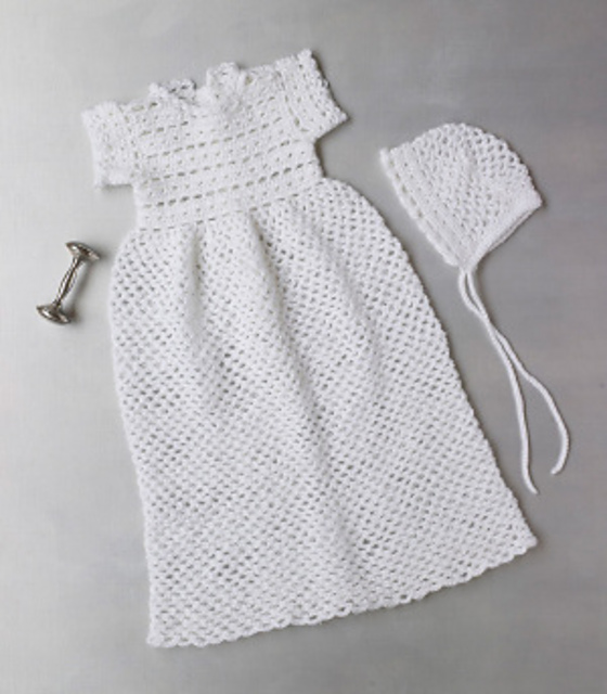 Christening Gown and Bonnet (crochet) #L10357