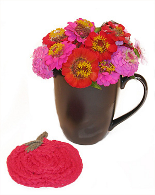 Spool-Knit Apple Coaster