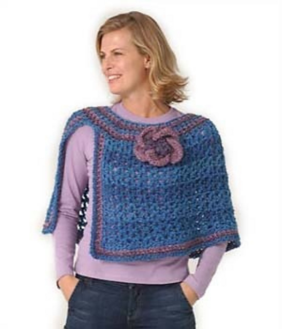 Striped Trim Poncho