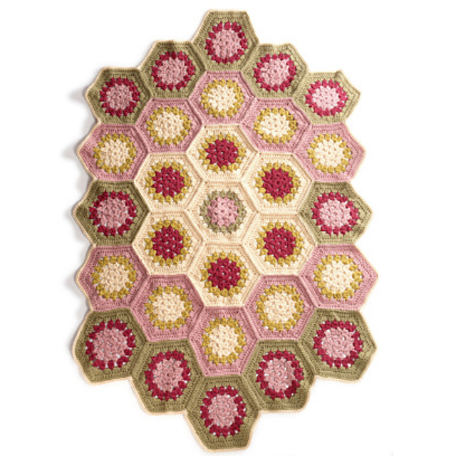 Floral Hexagon Afghan