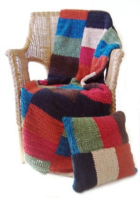 Color Block Afghan and Pillow (Pillow)
