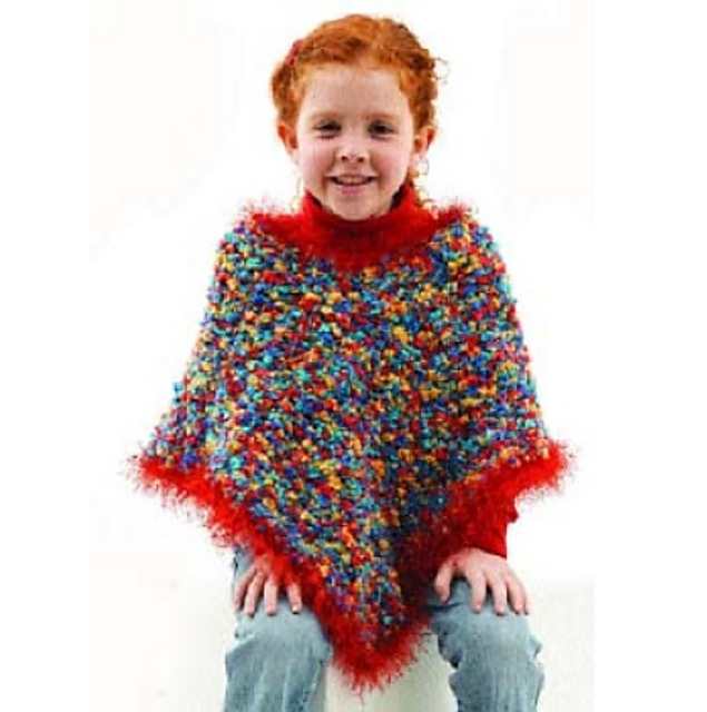 Fun Fur Trimmed Poncho (crochet)