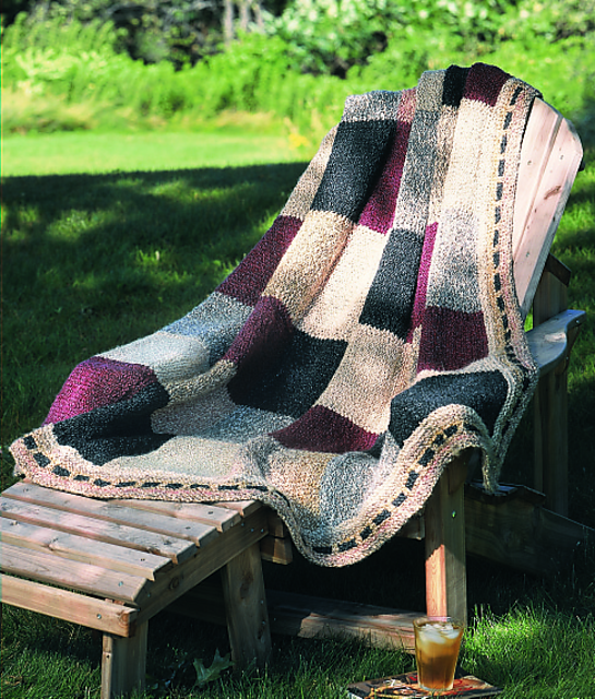 Color Block Knit Afghan #865