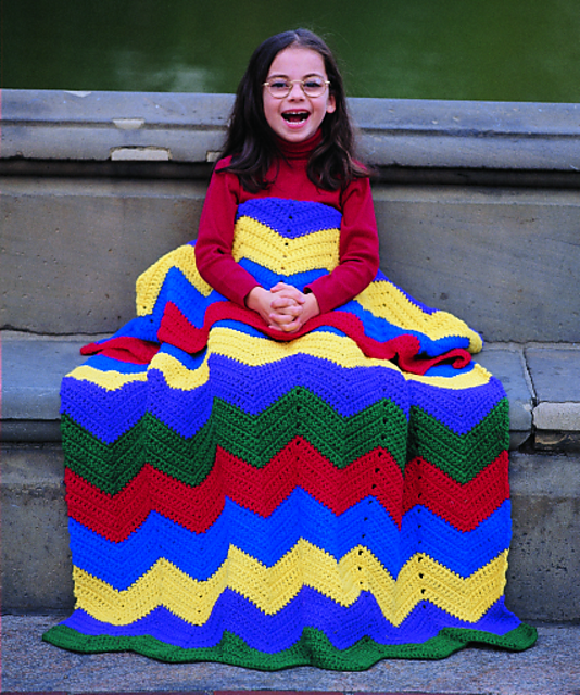 Crayon Colored Ripple Afghan #1307AD