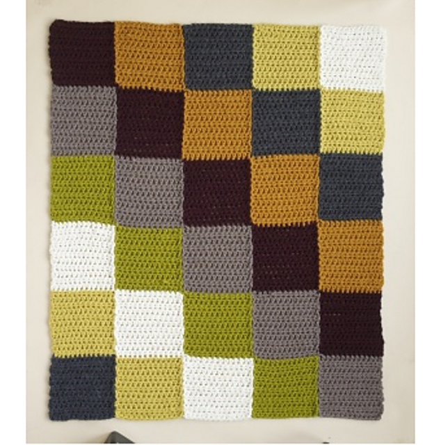 Simple Earthy Squares Afghan