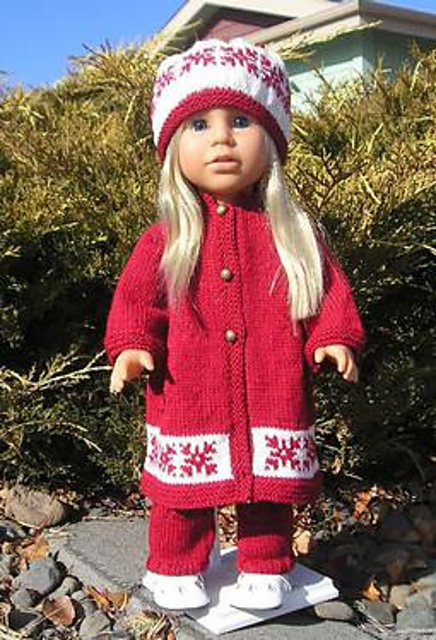 Nordic Star Coat, Hat & Legwarmers for Dolls
