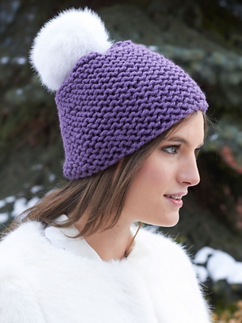 Garter Stitch Pompom Hat