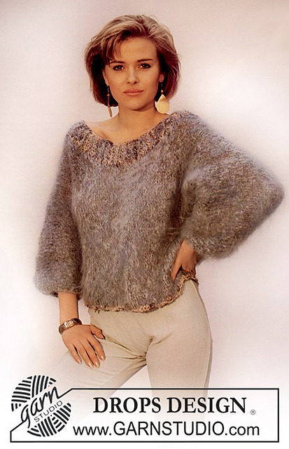 Ravelry: 0-214 Jumper with yoke in English rib pattern by DROPS design