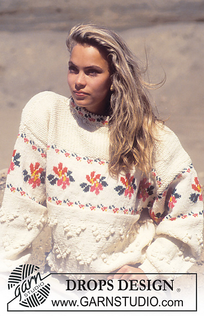 Ravelry: 24-6 jumper with pattern borders and bobbles pattern by DROPS ...