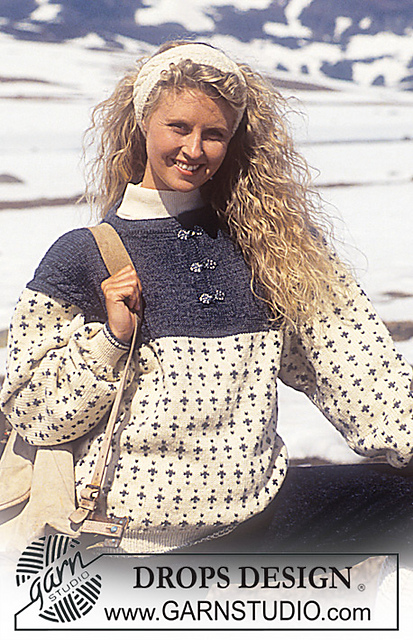 32-6 Sweater with snow flakes and cables