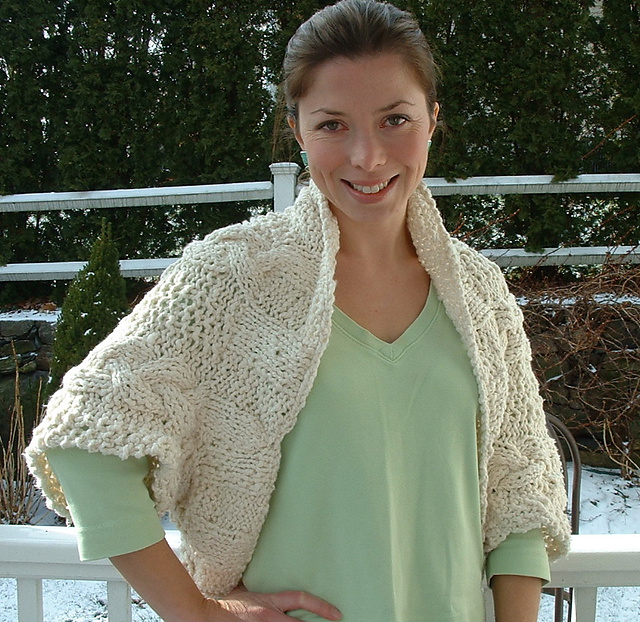 Blue Heron Cabled Shrug