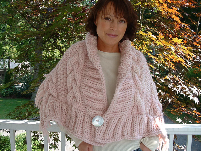 Big Pink Cabled Stole