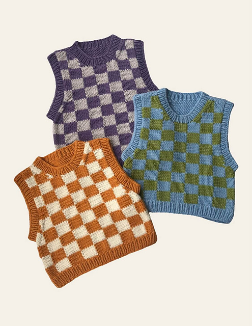 【KOOLOSET】Checker Pattern Knit Vest Ravelry: Checkered Sweater Vest pattern by Megan Faith Makes