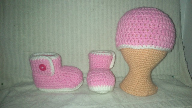 Pretty booties and hat