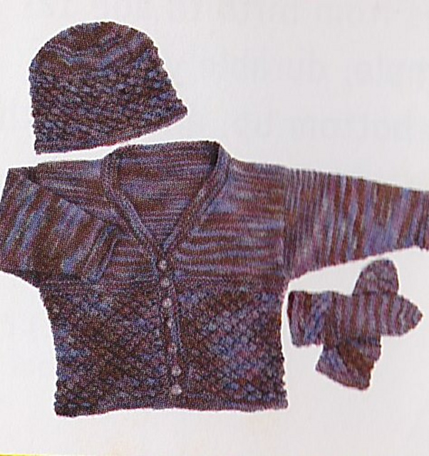 Infant's Cardigan, Hat and Booties