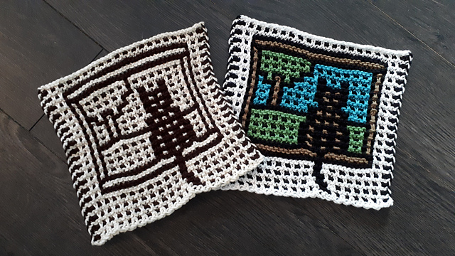 Window Cat Mosaic Dishcloth
