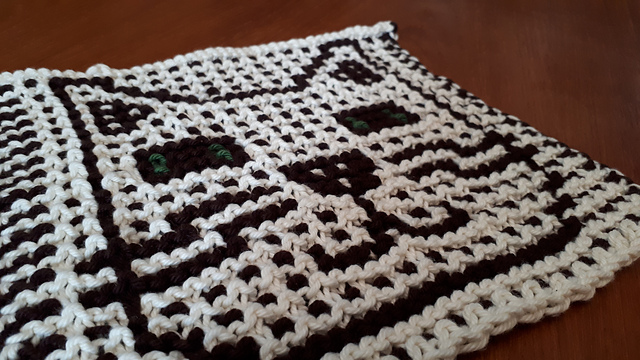 Cat Face Mosaic Dishcloth