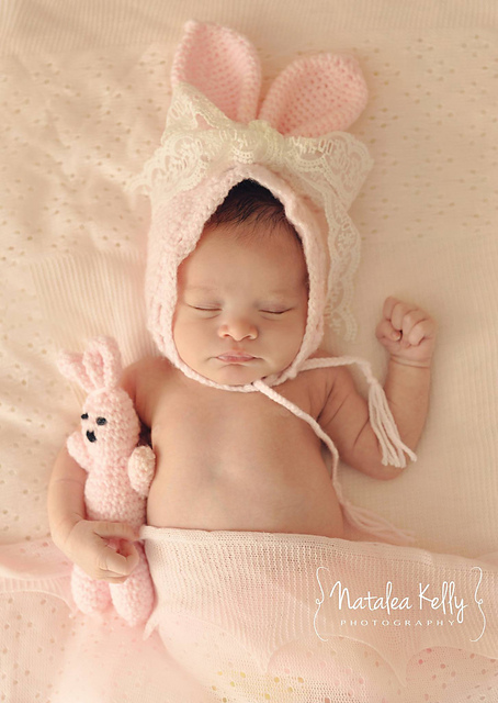 Classic Bunny Bonnet and Stuffie Set Crochet