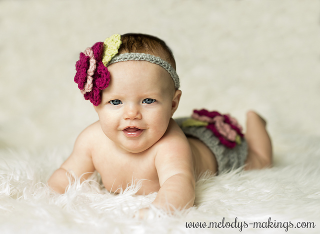 Floral Diaper Cover and Headband Set