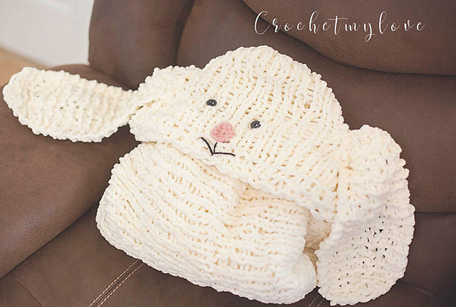 Giant Hooded Bunny Blanket ~ Knit Version