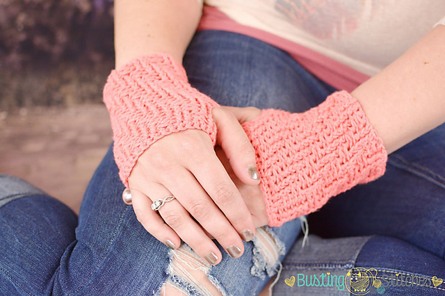 Peach Bamboo Fingerless Gloves