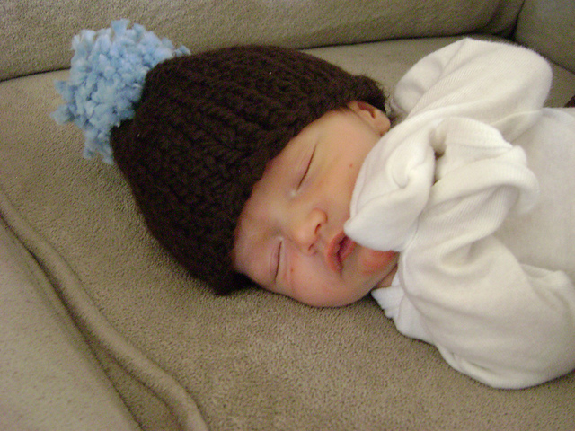 Chunky Knit Flower or Pom Pom Hat