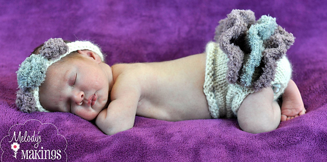 Ruffly Rump Diaper Cover and Rosette Headband Set