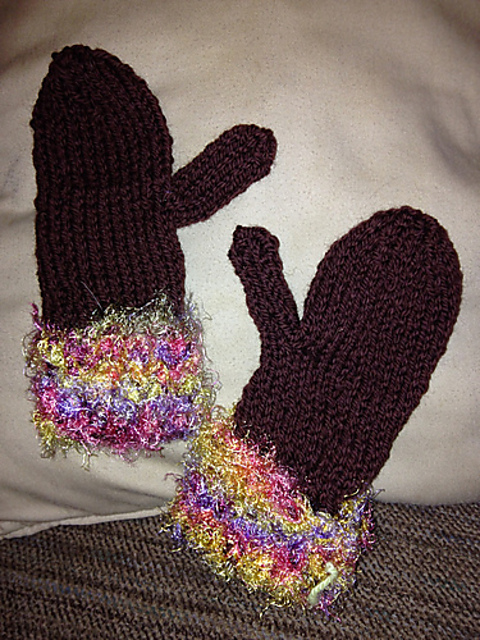 Acryllic Straight Needle Mittens - Childs' Size