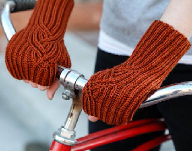 Brioche Cable Fingerless Mitts