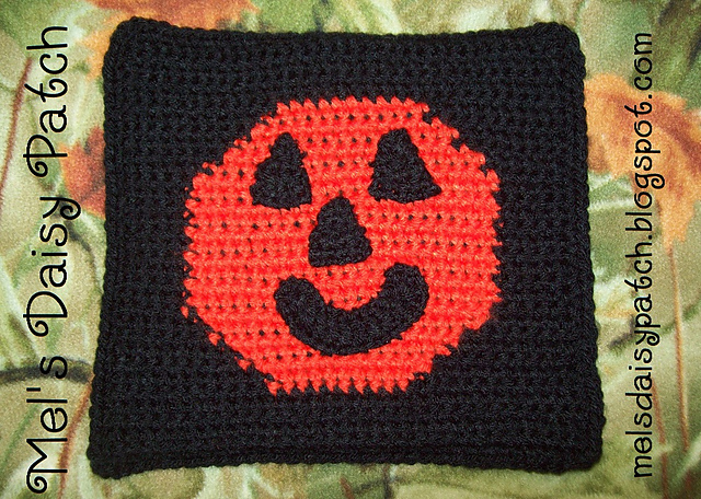 Jack O' Lantern Pumpkin Hot Pad/ Pot Holder/ Mug Rug