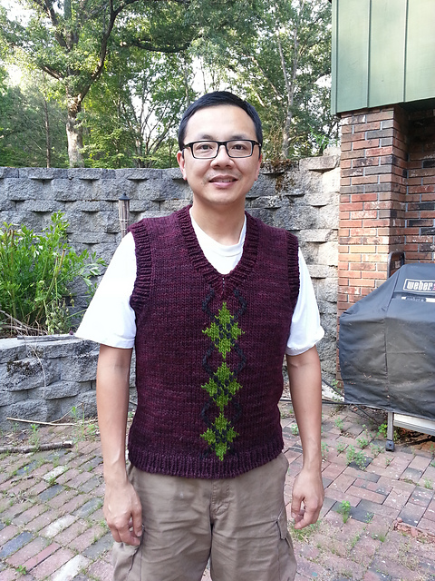 Plum Green Argyle Vest