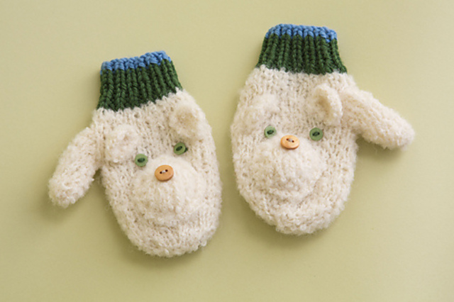 POLAR BEAR HAT, MITTENS, SCARF SET