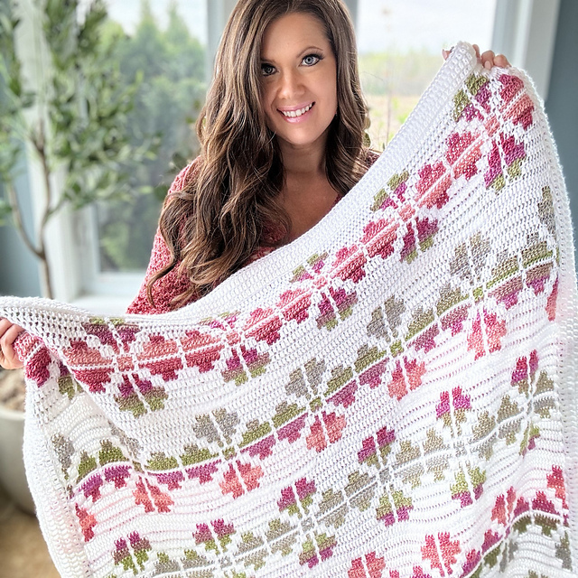 Ravelry: Cosmos Mosaic Flower Blanket pattern by MJ's Off The Hook