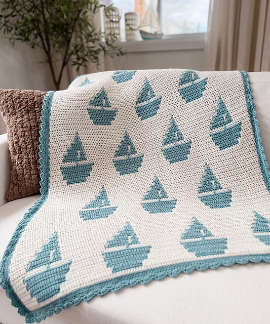 Sail Boat Mosaic Blanket