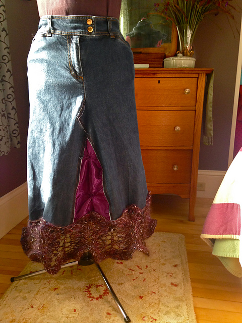 #19 Jeans Skirt with Knitted Ruffle