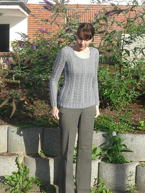 22 Pale Grey Sweater with Lace Pattern