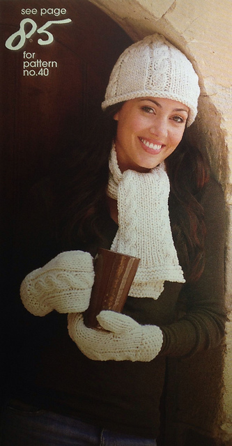 Basics Harvest Cable Scarf, Mittens & Beanie